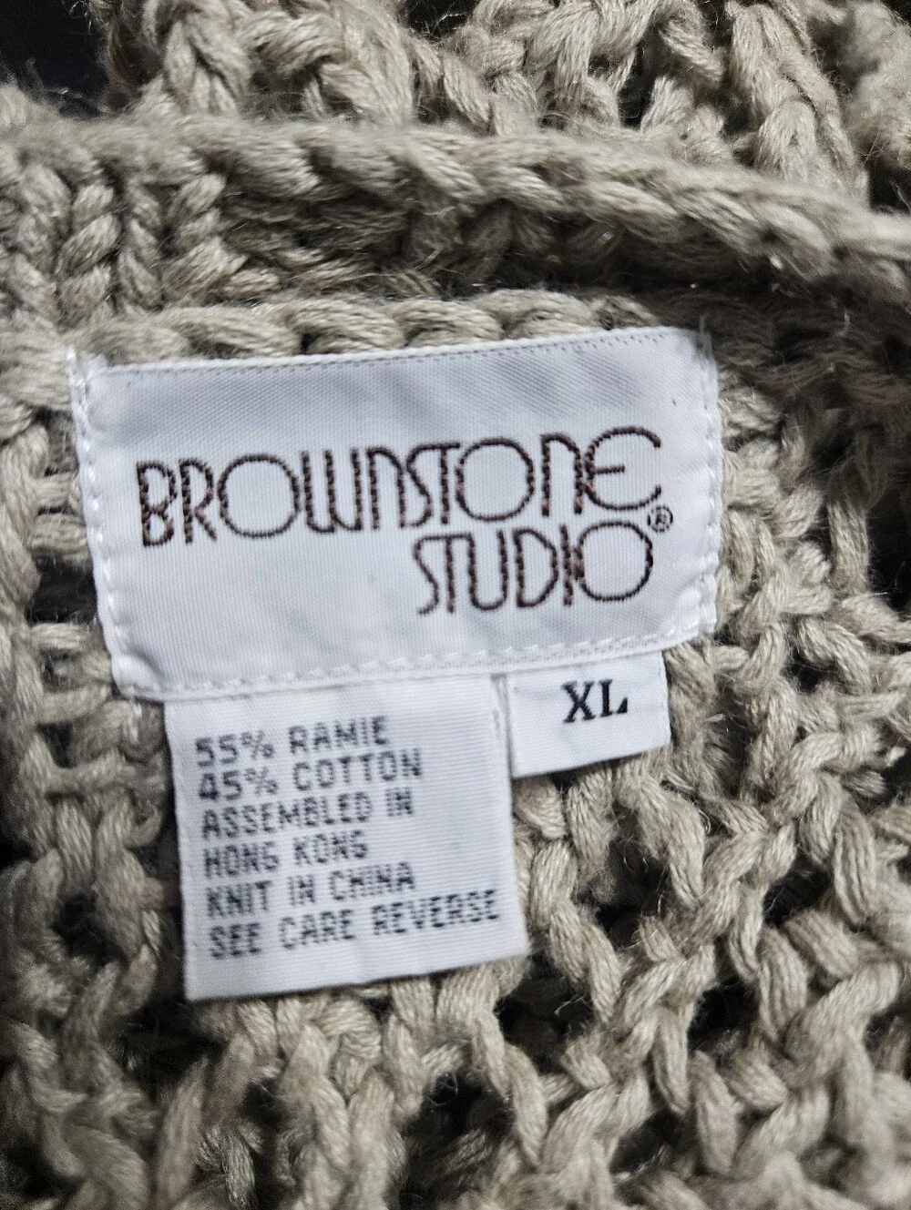 VTG 80s Brownstone Studio Crochet Vest XL - Picture 4 of 4